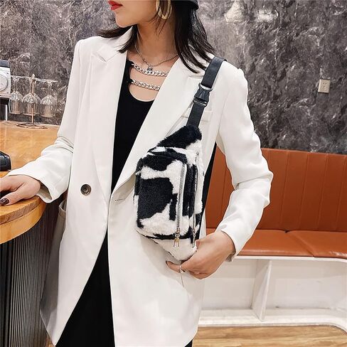 Women's Fanny Pack Waist Bag Shoulder Crossbody Chest Bags Handbags Stylish Cow Print Bumbag for Party Travel in Saudi Arabia