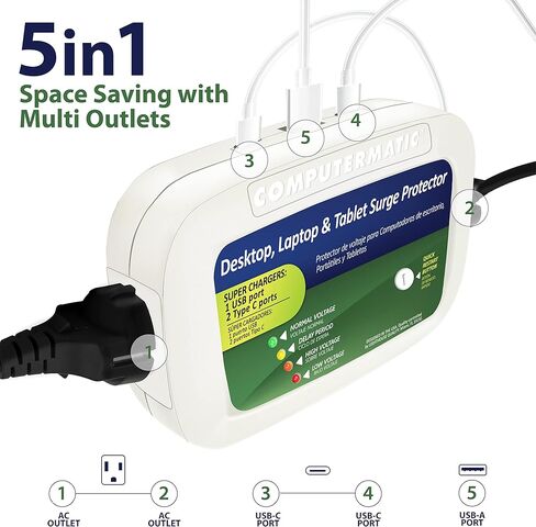 جهاز كمبيوتر 2 في 1 لحماية التيار الكهربائي والجهد الكهربائي، قالب شحن سريع لأجهزة الكمبيوتر المكتبية والكمبيوتر المحمول in Kuwait