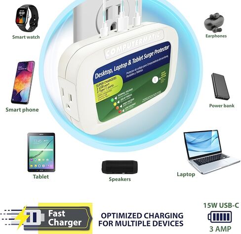 جهاز كمبيوتر 2 في 1 لحماية التيار الكهربائي والجهد الكهربائي، قالب شحن سريع لأجهزة الكمبيوتر المكتبية والكمبيوتر المحمول in Kuwait