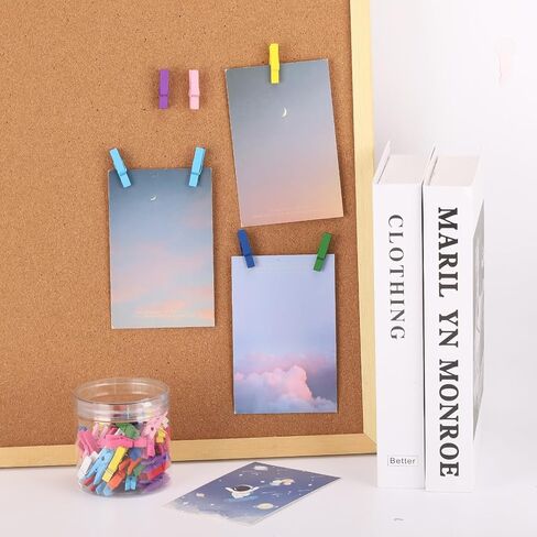 60PCS Colorful Push Pin with Wooden Clips, Decorative Pushpins Tacks Thumbtacks for Cork Board Artworks Notes Photos, Craft Projects, Offices and Homes in Saudi Arabia