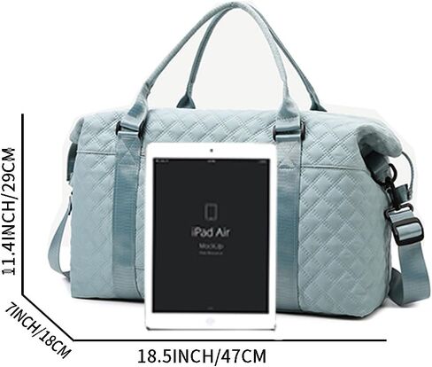 Gym Tote Bags Sports Duffel Bags Carry On Travel Duffel Traveling Weekend Overnight Bags for Women (Blue) in Saudi Arabia