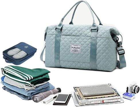 Gym Tote Bags Sports Duffel Bags Carry On Travel Duffel Traveling Weekend Overnight Bags for Women (Blue) in Saudi Arabia