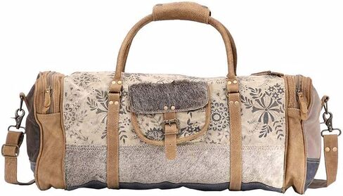 Myra Bag Traverse Upcycled Canvas & Cowhide Traveller Duffel Bag S-1508 in Saudi Arabia