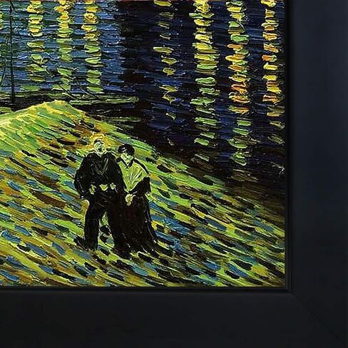 لوحة فنية قماشية من overstockArt Van Gogh Starry Night Over the Rhone، إطار خشبي من العصر الجديد مع لمسة نهائية سوداء in Saudi Arabia