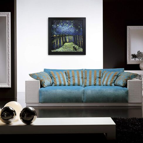 لوحة فنية قماشية من overstockArt Van Gogh Starry Night Over the Rhone، إطار خشبي من العصر الجديد مع لمسة نهائية سوداء in Saudi Arabia
