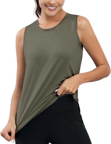 KevaMolly Workout Tank Tops for Women UPF50+ Breathable Athletic Running Shirts Sleeveless Tank Yoga Tops with Slit in Saudi Arabia