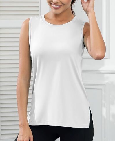 KevaMolly Workout Tank Tops for Women UPF50+ Breathable Athletic Running Shirts Sleeveless Tank Yoga Tops with Slit in Saudi Arabia