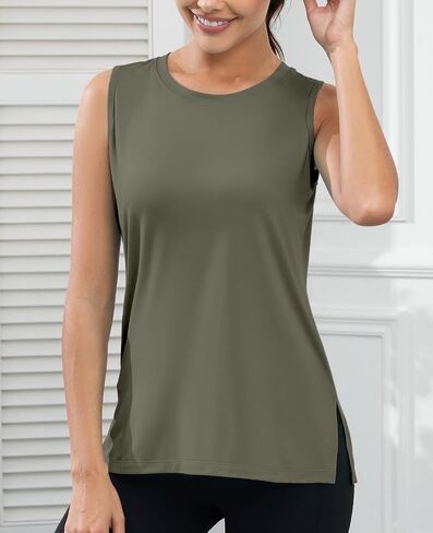 KevaMolly Workout Tank Tops for Women UPF50+ Breathable Athletic Running Shirts Sleeveless Tank Yoga Tops with Slit in Saudi Arabia