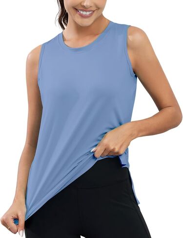 KevaMolly Workout Tank Tops for Women UPF50+ Breathable Athletic Running Shirts Sleeveless Tank Yoga Tops with Slit in Saudi Arabia