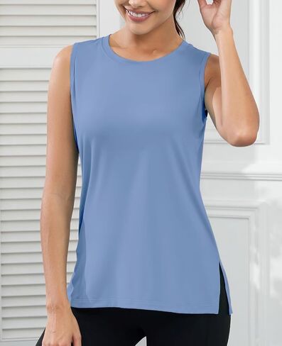 KevaMolly Workout Tank Tops for Women UPF50+ Breathable Athletic Running Shirts Sleeveless Tank Yoga Tops with Slit in Saudi Arabia
