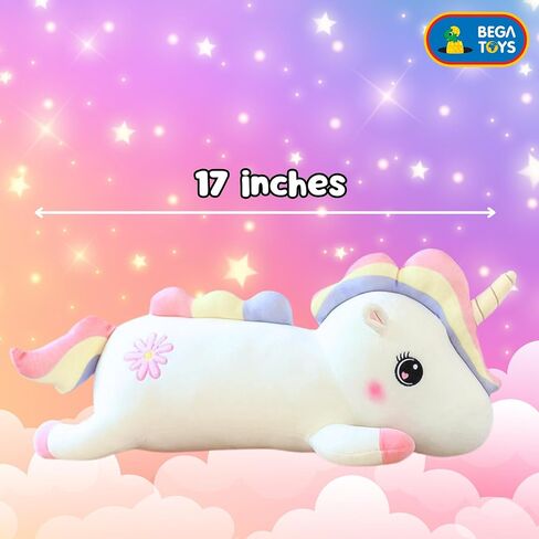 Unicorn Pillow Plush - 17 inches White Soft Unicorn Stuffed Animal Body Hugging Pillow Plushies - Home Decorative - Plush Toy Present for Kids Girls and Girl Friend (White) in Saudi Arabia