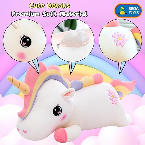 Unicorn Pillow Plush - 17 inches White Soft Unicorn Stuffed Animal Body Hugging Pillow Plushies - Home Decorative - Plush Toy Present for Kids Girls and Girl Friend (White) in Saudi Arabia