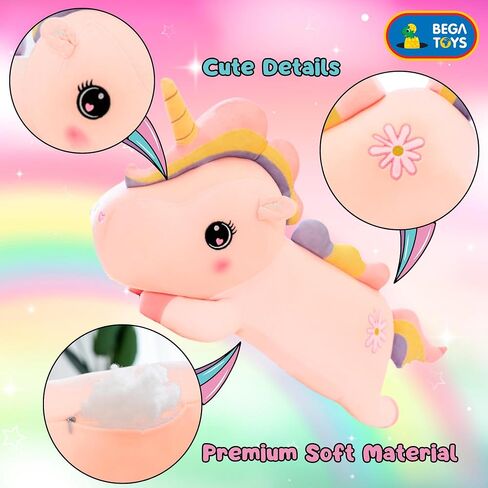 Unicorn Pillow Plush - 17 inches White Soft Unicorn Stuffed Animal Body Hugging Pillow Plushies - Home Decorative - Plush Toy Present for Kids Girls and Girl Friend (White) in Saudi Arabia