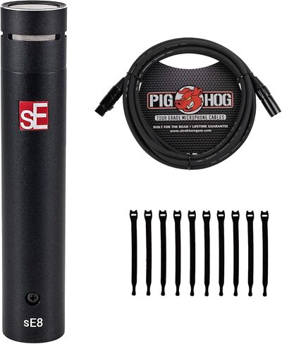 حزمة ميكروفون مكثف قلبي الشكل من Briskdrop sE8 sE8 مع كابل Pig Hog XLR و10 روابط كابلات in Saudi Arabia