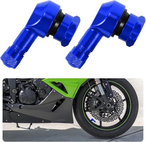 2 PCS Motorcycle Tire Valve Stems, 90 Degree Aluminum 11.3mm/10mm Rim Wheel Tubeless Angle Air Stem with Rubber Seals, Compatible with Most Motorcycles, Bikes, Scooters (Silver) in Kuwait