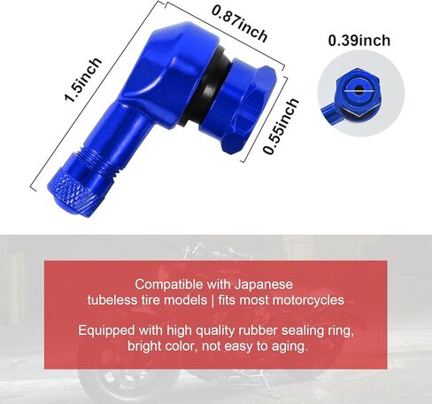 2 PCS Motorcycle Tire Valve Stems, 90 Degree Aluminum 11.3mm/10mm Rim Wheel Tubeless Angle Air Stem with Rubber Seals, Compatible with Most Motorcycles, Bikes, Scooters (Silver) in Kuwait