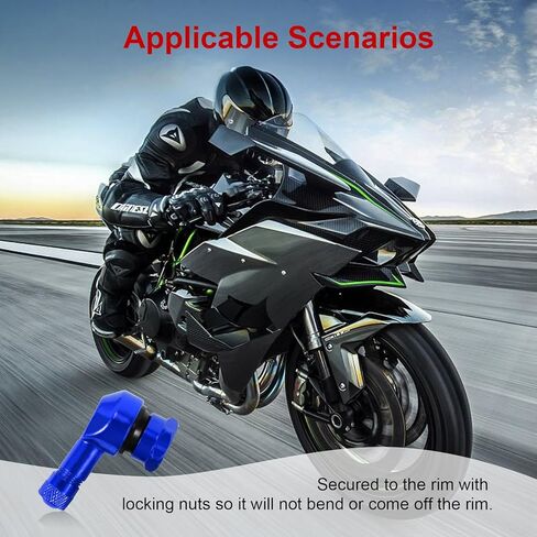 2 PCS Motorcycle Tire Valve Stems, 90 Degree Aluminum 11.3mm/10mm Rim Wheel Tubeless Angle Air Stem with Rubber Seals, Compatible with Most Motorcycles, Bikes, Scooters (Silver) in Kuwait