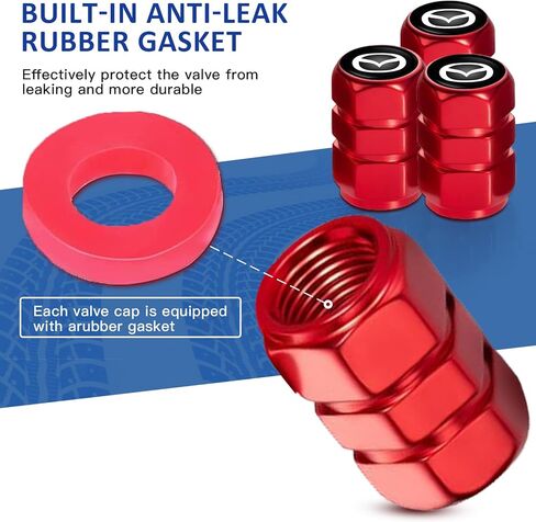 4Pcs Metal Tire Valve Stem Caps,for Mazda CX-5 CX-7 CX-8 M6 MX5 RX7 RX8 A8 CX9 MX6 R3 M2 M5 All Models Wheel Cap,Air Valve Caps Styling Accessories-MZD_Red, MZD_RD in Kuwait