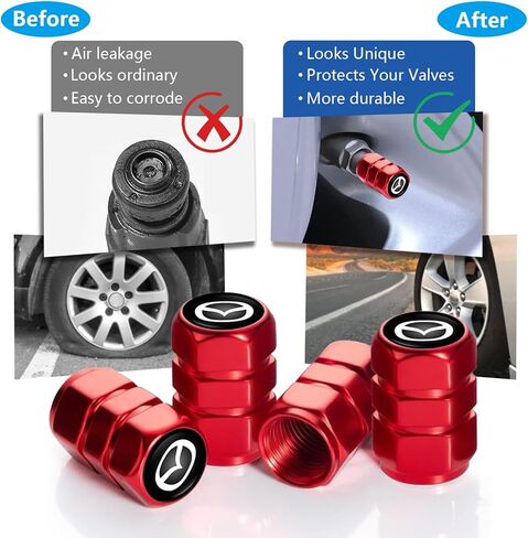 4Pcs Metal Tire Valve Stem Caps,for Mazda CX-5 CX-7 CX-8 M6 MX5 RX7 RX8 A8 CX9 MX6 R3 M2 M5 All Models Wheel Cap,Air Valve Caps Styling Accessories-MZD_Red, MZD_RD in Kuwait