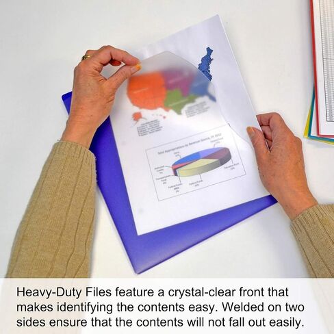 Ultimate Office Heavy-Duty Project Files, 3rd-Cut, Letter Size, Sealed on Two Sides with Clear Front Panel, Holds 100 Sheets, Assorted (Set of 15) in Saudi Arabia