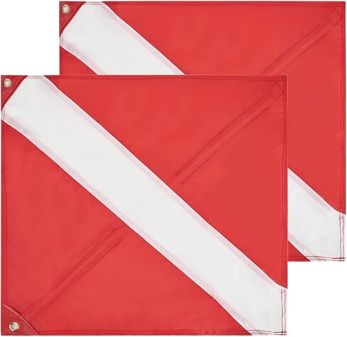 2 Pack Dive Flag with Removable Stiffening Pole-Diver Down Flag-Alpha Flag-Boat Flag Marker-20" x 24" for Snorkeling, Diving, Underwater Activities in Kuwait