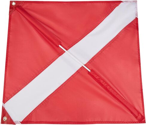 2 Pack Dive Flag with Removable Stiffening Pole-Diver Down Flag-Alpha Flag-Boat Flag Marker-20" x 24" for Snorkeling, Diving, Underwater Activities in Kuwait