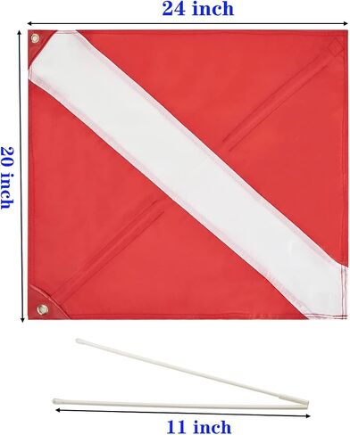 2 Pack Dive Flag with Removable Stiffening Pole-Diver Down Flag-Alpha Flag-Boat Flag Marker-20" x 24" for Snorkeling, Diving, Underwater Activities in Kuwait