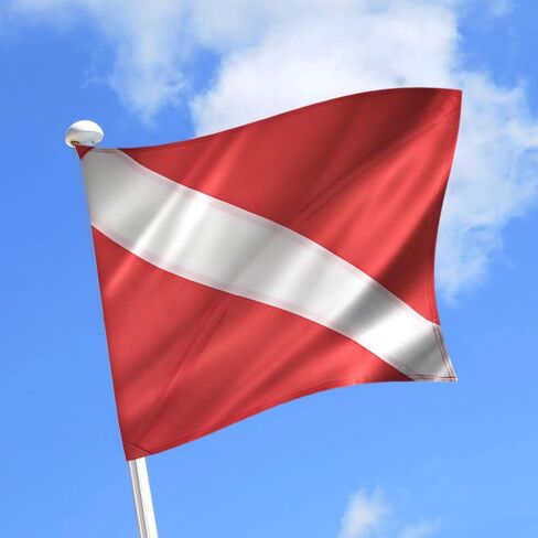 2 Pack Dive Flag with Removable Stiffening Pole-Diver Down Flag-Alpha Flag-Boat Flag Marker-20" x 24" for Snorkeling, Diving, Underwater Activities in Kuwait