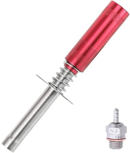 Glow Plug Igniter+N3 Hot Spark Glow Plugs,Igniter Nitro Engine Starter Tools Support AA Batteries for 1/10 Nitro Engine RC Car Buggy Truck Model Plane（Red） in Saudi Arabia