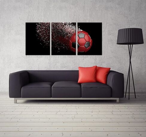 Black and White Splash Soccer Football Balls Wall Art Posters Prints on Wrapped Frames 3 Pieces for Boys Kids Gifts Room Decoration Ready to Hang,12x16inchx3 (White) in Saudi Arabia