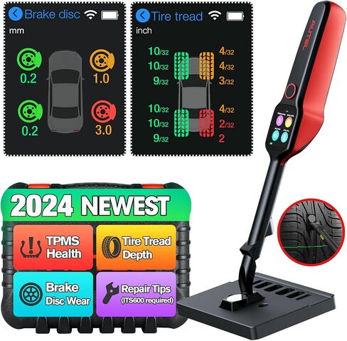 جهاز فحص فرامل الإطارات Autel MaxiTPMS TBE200(E): 2024 لتر ~ اختبار عمق مداس الإطارات وأقراص الفرامل، شاشة لمس AMOLED مقاس 1.65 بوصة، ترقية TBE100، مسح DOT، كاميرا مزدوجة، نصائح إصلاح تعمل مع ITS600(PRO) in Saudi Arabia
