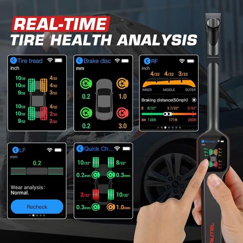 جهاز فحص فرامل الإطارات Autel MaxiTPMS TBE200(E): 2024 لتر ~ اختبار عمق مداس الإطارات وأقراص الفرامل، شاشة لمس AMOLED مقاس 1.65 بوصة، ترقية TBE100، مسح DOT، كاميرا مزدوجة، نصائح إصلاح تعمل مع ITS600(PRO) in Saudi Arabia