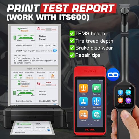 جهاز فحص فرامل الإطارات Autel MaxiTPMS TBE200(E): 2024 لتر ~ اختبار عمق مداس الإطارات وأقراص الفرامل، شاشة لمس AMOLED مقاس 1.65 بوصة، ترقية TBE100، مسح DOT، كاميرا مزدوجة، نصائح إصلاح تعمل مع ITS600(PRO) in Saudi Arabia