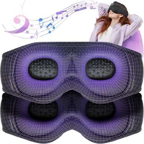 قناع النوم توبوينت، عبوتان، سماعات نوم لاسلكية بلوتوث مع ضوضاء بيضاء، حجب الضوء بنسبة 100%، مؤقت، 14 ساعة للنساء والرجال، السفر، التأمل، القيلولة، مستخدمي CPAP in Kuwait