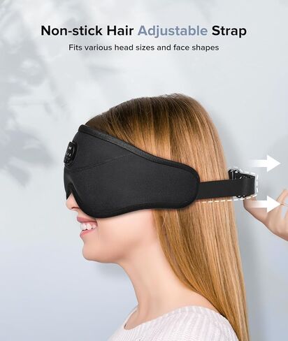 قناع النوم توبوينت، عبوتان، سماعات نوم لاسلكية بلوتوث مع ضوضاء بيضاء، حجب الضوء بنسبة 100%، مؤقت، 14 ساعة للنساء والرجال، السفر، التأمل، القيلولة، مستخدمي CPAP in Kuwait