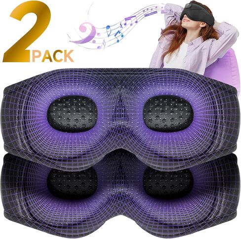 قناع النوم توبوينت، عبوتان، سماعات نوم لاسلكية بلوتوث مع ضوضاء بيضاء، حجب الضوء بنسبة 100%، مؤقت، 14 ساعة للنساء والرجال، السفر، التأمل، القيلولة، مستخدمي CPAP in Kuwait