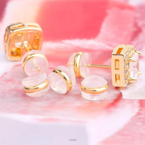 Soft Silicone Earring Backs for Studs Silver&Gold Belt Rubber Earring Backs Replacements Hypoallergenic Safety Plastic Earring Back for Studs Earring (12pcs) in Saudi Arabia