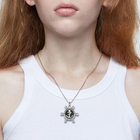 قلادة جرة الدفة البحرية للرماد البوصلة عجلة السفينة الحرق تذكار قلادة تذكارية مجوهرات للنساء الفتيات in Kuwait