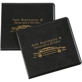 Car Registration and Insurance Holder, Glove Box Card Organizer for ID, Driver's License, Driving License, Key Contact Information,Perfect for any Car,Truck,SUV and Other Vehicle (2 Pack Set,Black)