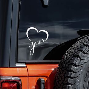 Vool Jesus Heart Vinyl Decal Sticker Cars Trucks Vans Walls Laptops (White, 5.5")