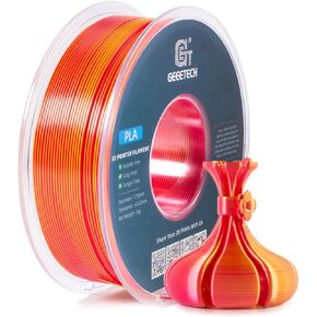 Geeetech Silk PLA Filament 1.75 مم خيوط حرير مزدوجة اللون، بثق مشترك ثنائي اللون يشبه المعدن اللامع مستهلك 1 كجم (2.2 رطل) 1 بكرة، دقة الأبعاد +/- 0.03 مم، ذهبي أحمر