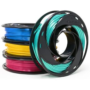 Gizmo Dorks Silk PLA 3D Printer Filament 1.75mm 200g, 4 Color Sample Pack - High Gloss Ocean Blue, Red Pink, Teal, Yellow Gold