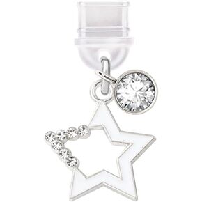 ELISE & FONDA TP314 Type-C USB Charging Port Anti Dust Plug Little Crystal Star Cell Phone Charm for Samsung/Huawei/OnePlus/Xiaomi/oppo Android Phones (White)