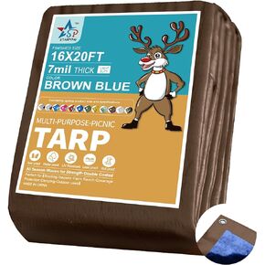 Multifunctional White Waterproof tarpaulin-7mil，Waterproof, UV Resistant, Rip and Tear Proof, Poly Tarpaulin with Reinforced Edges for Roof (White, 8x10feet)
