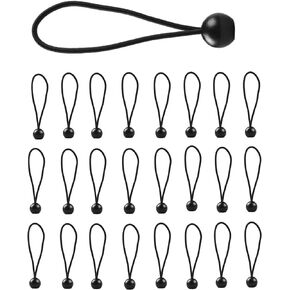 25 Pack 6 Inch Ball Bungee Cords, Heavy Duty Outdoor Natural Latex Tarp Straps with Balls, Tie-Down Bungee Ball Cord to Secure Tarp,Goal Net,Extension Cords,Projector Screen,Boat Canopy, Hoses,Tents