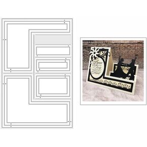 Side-Stepper Frame Metal Die Cuts, Side-Stepper Frame Cutting Dies Cut Stencils for DIY Scrapbooking Cards Decorative Embossing Paper Dies for Scrapbooking Card Making