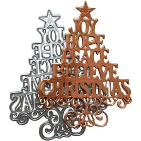 Christmas Tree Die Cuts Joy Hope Peace Believe Christmas Words Cutting Dies for Card Making Scrapbooking Paper Craft Album Stamps DIY Décor