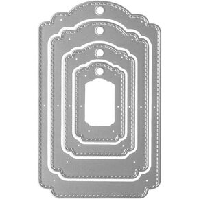 Metal Four Hanging Tags Cutting Dies,4Pcs/Set Label Tags Layering Die Cuts Embossing Stencils Template Mould for Card Scrapbooking and DIY Craft Album Paper Card Decor