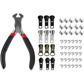 YAFIYGI Zipper Repair Kit Replacement 12Pcs Zipper Pulls Installation Tools for Bag Tents Luggage Sleeping Bag Jacket Outdoor Zipper Replacement Repair for Coats Backpacks Metal Nylon Coil Zippers Fix