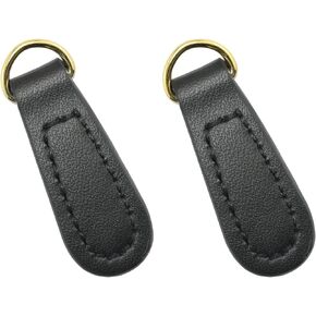 Leather Zipper Pull ITROLLE 2PCS Genuine Black Pull Strap Cord Zip Pullers Durable Boot Jacket Bag Purse Zipper Heads Zipper Tag